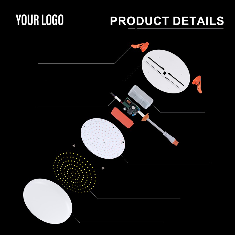 36 W вградена LED безрамкова панелна лампа, алуминий + компютър, желязо + PP